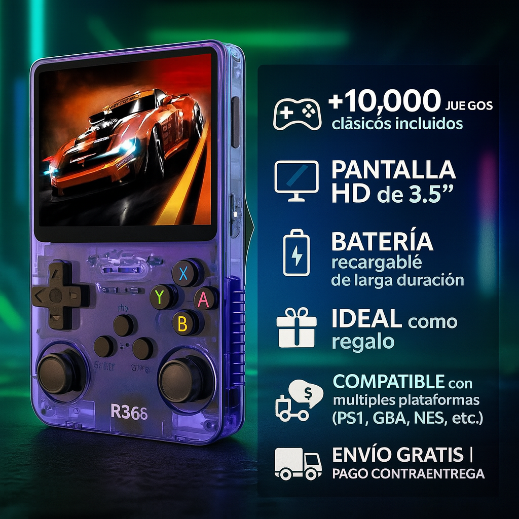 Consola R36 RetroWave™ Diversión portátil y nostálgica