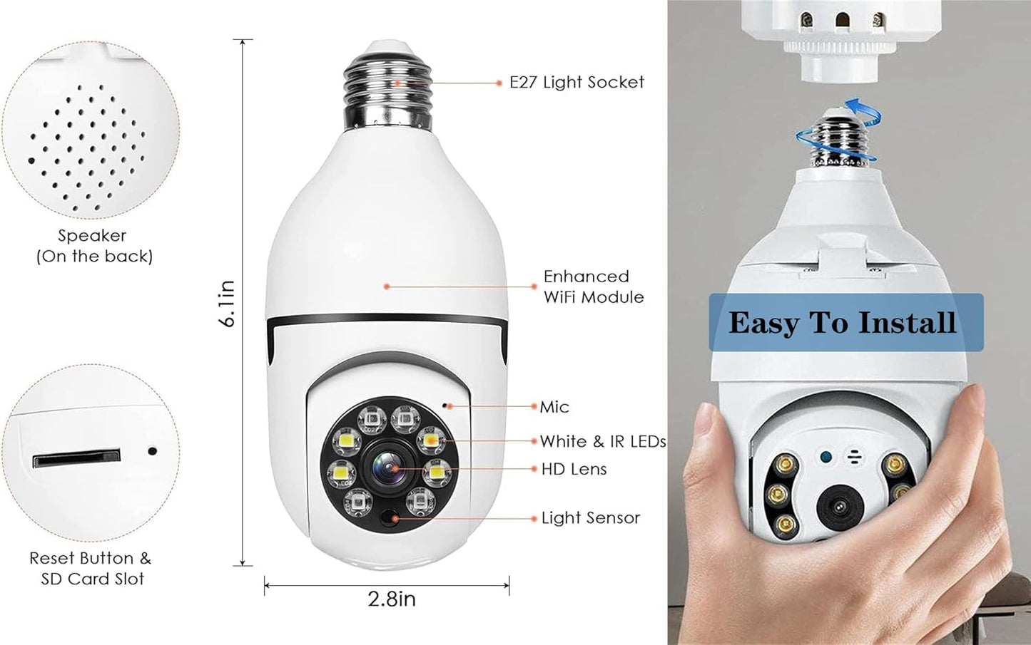 Cámara Bombilla LightGuard Protege tu hogar sin cables ni complicaciones