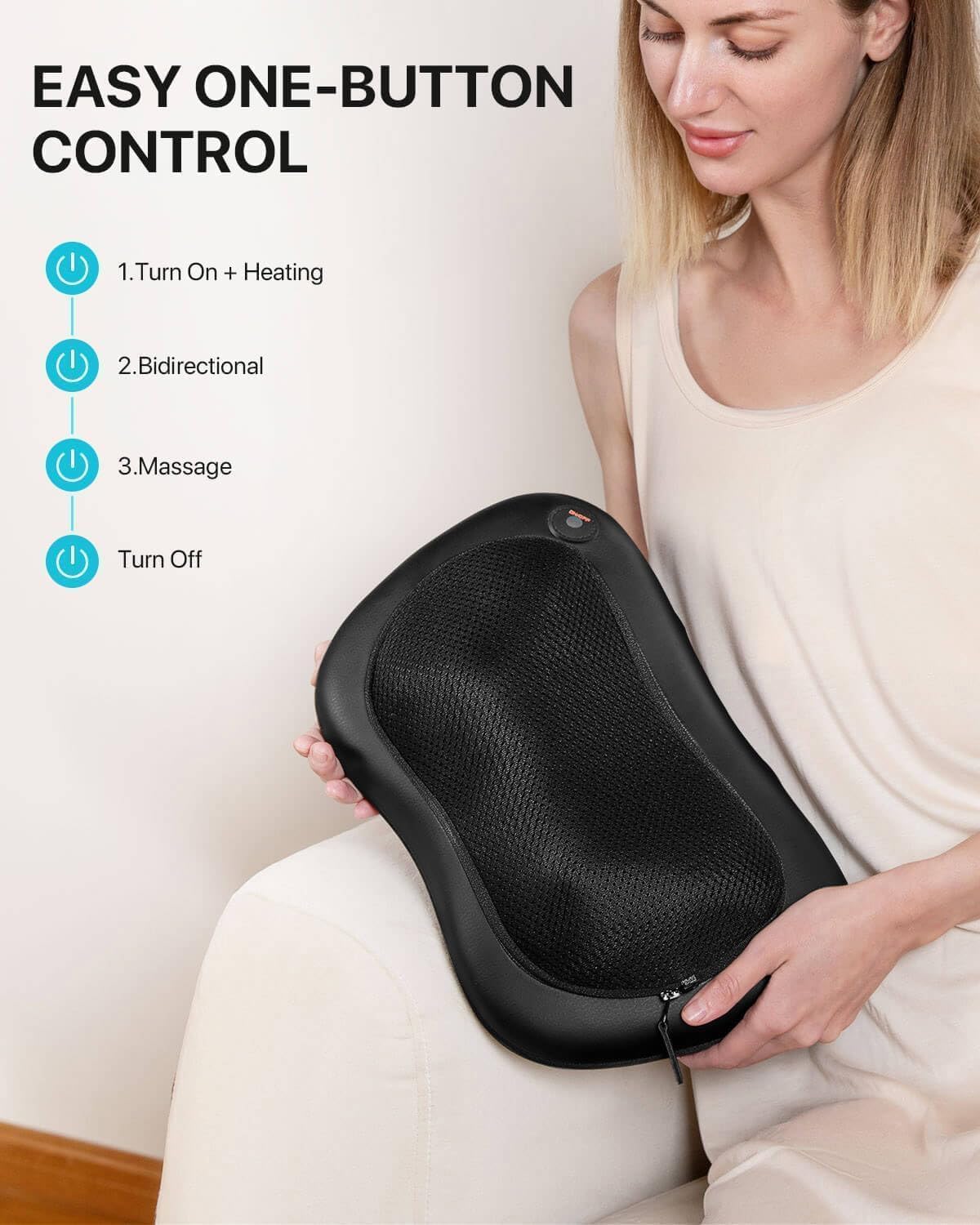 Cojín Masajeador RelaxJoy™ Tu masaje profesional en casa y carro