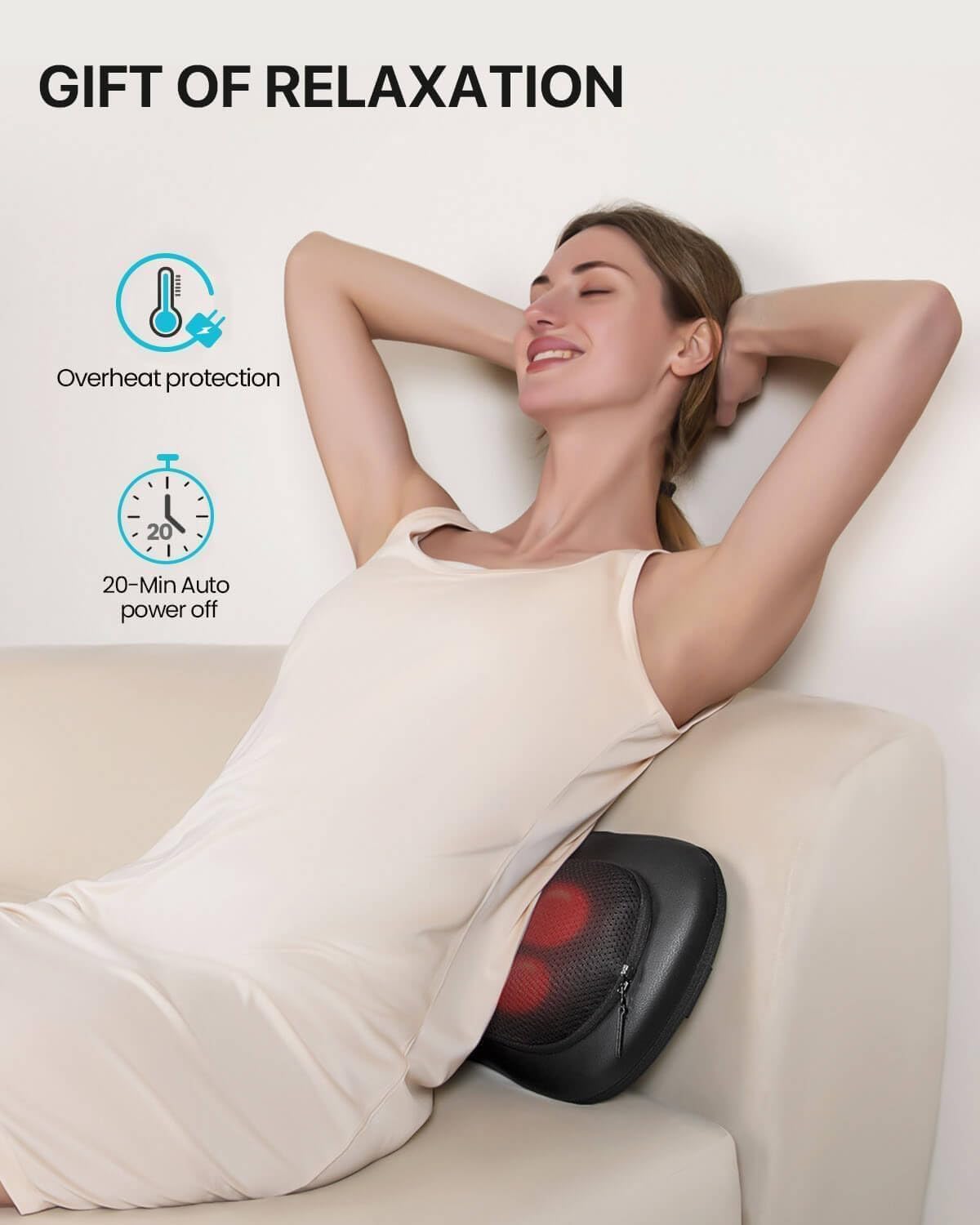 Cojín Masajeador RelaxJoy™ Tu masaje profesional en casa y carro
